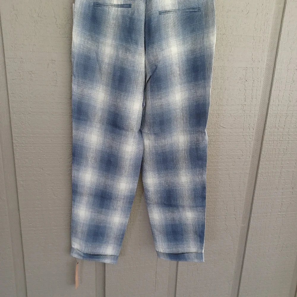 Reformation Bristol Linen Plaid Paperbag Pant Size 6 Preppy Women In Ghost Boho